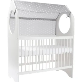 Dětská postýlka Dřevotvar LAIR postýlka se stříškou a odstranitelnými příčkami 120 × 60 cm