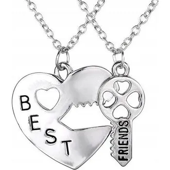 Náhrdelník Stříbrný náhrdelník klíč srdce best friend přátelství