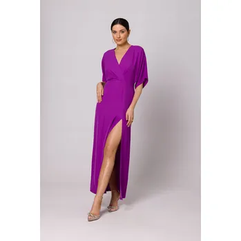 Dámské šaty ŠATY letní svatební maxi SVATEBNÍ HOSTINA s rozparkem, fialové, velikost 42 XL