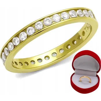 Prsten Zlatý prsten s kubickými zirkony prstýnek zirkony model CRYSTAL LOVE vel. 27