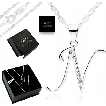 Šperk STŘÍBRNÝ ŘETÍZEK DÁMSKÝ PŘÍVĚSEK PÍSMENO N STŘÍBRO 925 ELEGANTNÍ PRO VNUČKU