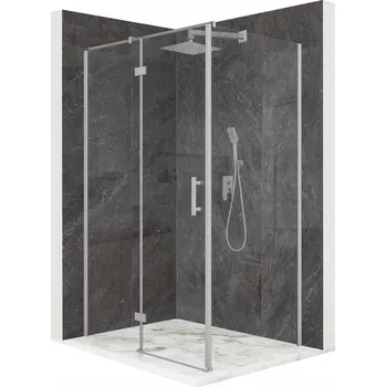 Sprchový kout obdélníkový, otevírací, stříbrný, 110x90 cm, sklo 6 mm + povrchová úprava