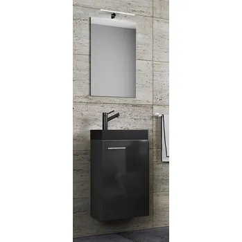 Koupelnový nábytek Vcm 3dílné umyvadlo pro hosty Slito BL se zrcadlem, černé