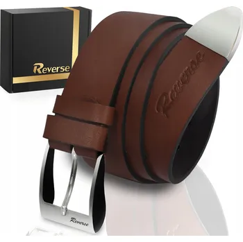 Opasek Široký kožený pánský pásek k džínám REVERSE PRAVÁ LÍCOVÁ KŮŽE 100