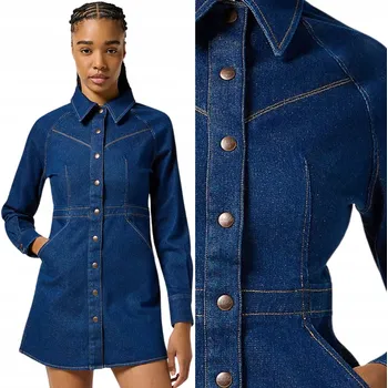 Dámské šaty Wrangler SLIM FIT DRESS Blue Bella Úzké modré džínové ŠATY M