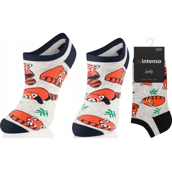 Dámské ponožky DÁMSKÉ ZÁBAVNÉ KOTNÍKOVÉ PONOŽKY NA NOHY INTENSO ČERVENÁ PANDA