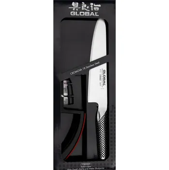 GLOBAL Sada: Nůž kuchařský G2 + Ocílka