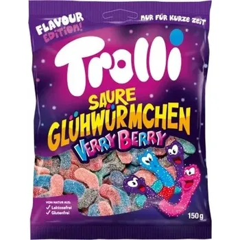 Cukrovinka Trolli Svítící červíci Verry Berry Želé Bonbony 150 g