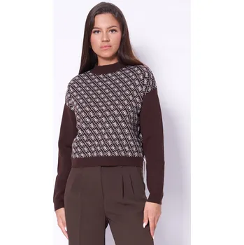 Dámský svetr Svetr z vlněné směsi Guess AUBREY dámský, hnědá barva, s pologolfem, W5BR23 Z3JD2 W5BR23.Z3JD2 89X, vel. M