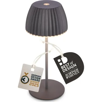 Lampička BRILONER Nabíjecí stolní lampa Riffle Mini - 20 cm, 1,5W, 150lm, bezdrátová, LED, stmívatelné, dotykový vypínač, antracit 7552015
