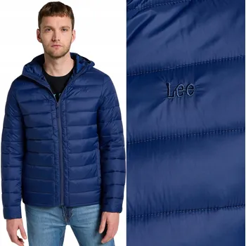 Pánská softshellová bunda Lee PUFFER JACKET True Navy LEHKÁ TMAVĚ MODRÁ PROŠÍVANÁ BUNDA S KAPUCÍ S