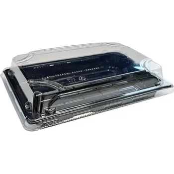 Jednorázové nádobí VIBAL Miska na sushi s víčkem PET 185x129x50mm 50ks/8bal