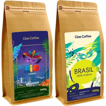 Směs Káva CIAO COFEE CIAO COFFEE 100% RIO+BRASIL ARABICA ČERSTVÁ 72H OD PRAŽENÍ 2x1kg 2000 g