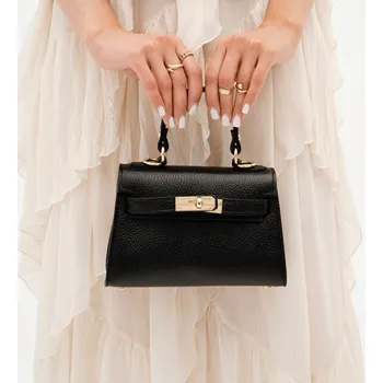 Kabelka MORANTI kabelka kufřík pravá kůže černá