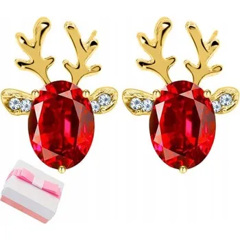 Náušnice ZLATÉ NÁUŠNICE PRO DÍVKU SOBÍCI VÁNOČNÍ PEcky ŠROUBKY STŘÍBRO 925