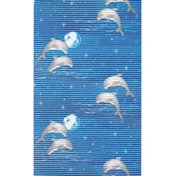 Koupelnová předložka Nese plastik Aquamat 457 - pěnová předložka - delfíni, měsíc ks Barva: modrá, šíře: 65 cm x 100 cm