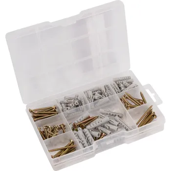 Vrut Sada spojovacího materiálu CONNEX Sada vrutů do dřeva a hmoždinek, 155 kusů