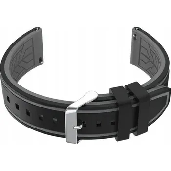 Řemínek na hodinky Gumový řemínek k hodinkám U14 - černý/šedý - 20 mm