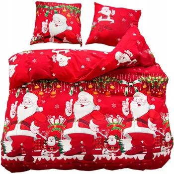 Povlečení VÁNOČNÍ LŮŽKOVÉ POVLEČENÍ 200x220 BAVLNA SATÉN GierekHoff SADA 3 DÍLŮ Santa Claus