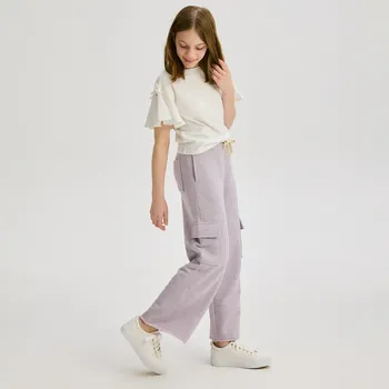 Reserved - Tepláky s kapsami cargo - levandulová - 758CY-04M - 758CY-04M-164