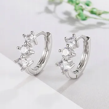 Náušnice Náušnice se zirkony CrysTall, kruhy, stříbrná barva