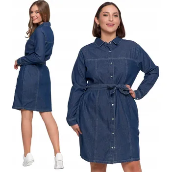 Dámské šaty ŠATY dámské džínové košilové šaty ke kolenům na knoflíky MORAJ M