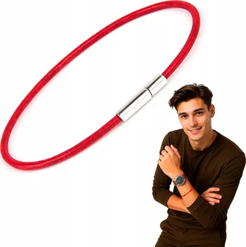 Náramek Náramek, Červený náramek, Pánský náramek kožený 2mm 225mm