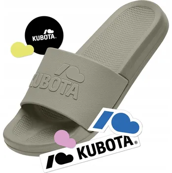 Pánská obuv GUMOVÉ PANTOFLE K BAZÉNU PLAIN PÁNSKÉ 44 KUBOTA BÉŽOVÉ + SADA NÁLEPEK 44