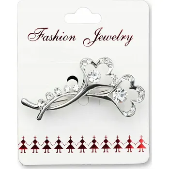 Brož Dekorativní květinová Brož zirkony a niklem 5,5 cm