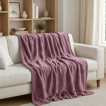 deka Mikroplyšová deka 150 x 220 cm A feather Fialová