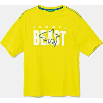 Chlapecké tričko Dětské bavlněné tričko United Colors of Benetton 3I1XC10P4.G.Seasonal žlutá 10A, vel. 168