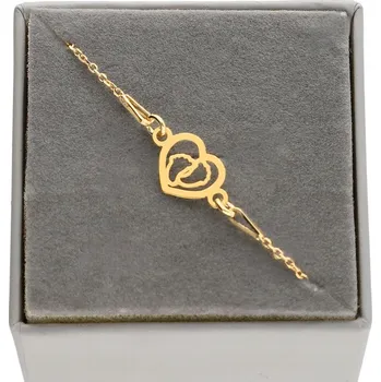 Náramek Zlatý náramek SRDCE otisky nohou stříbro 925 pozlacené 17 cm