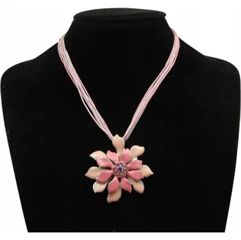 Přívěsek Přívěsek / náhrdelník růžový na šňůrkách s ozdobným přívěskem