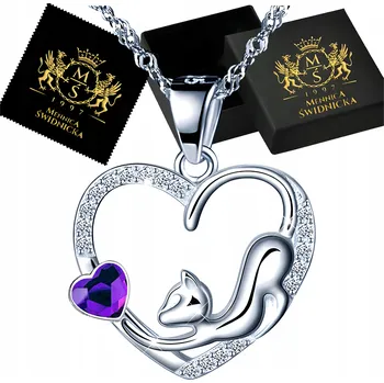 Náhrdelník Náhrdelník Kočka Srdce Stříbro 925 se Zirkony Dámský Stříbrný Šperk