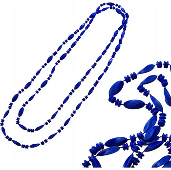 Náhrdelník Barevné korále Safírové Dlouhý plastový náhrdelník