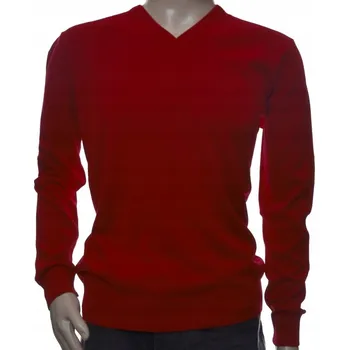 Pánský svetr Pánský svetr z kašmíru a merino vlny s výstřihem do V, velikost XL, červený (240)