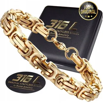 Náramek TLUSTÝ ZLATÝ NÁRAMEK PÁNSKÝ NÁRAMEK KRÁLOVSKÝ VZOR OCEL CHIRURGICKÁ