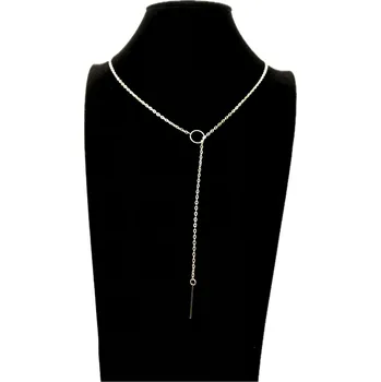 Náhrdelník Stříbrný náhrdelník ve tvaru Y s plíškem a kolečkem, nastavitelný řetízek N9 A