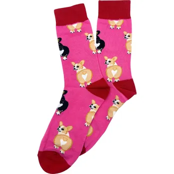 Pánské ponožky Růžové vtipné ponožky Corgi