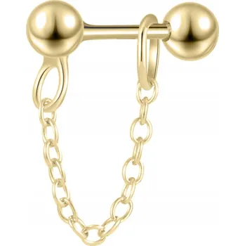 Náušnice Zlatá náušnice s řetízkem piercing puzetka stříbro pozlacené ryzost 925