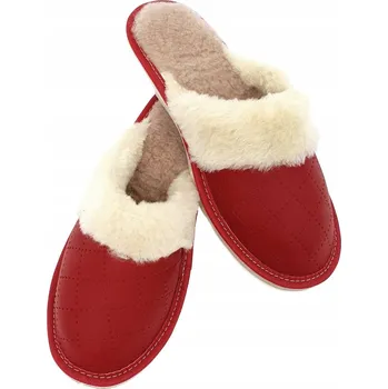 Dámské pantofle Teplé Pantofle Kožené + Kožíšek Domácí Obuv *40*