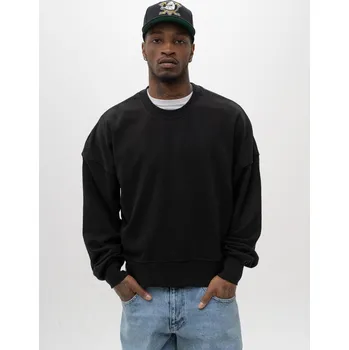 Pánská mikina MIKINA BEZ KAPUCE OVERSIZE Pánská Černá Jigga Hladká Bavlna diagonální L