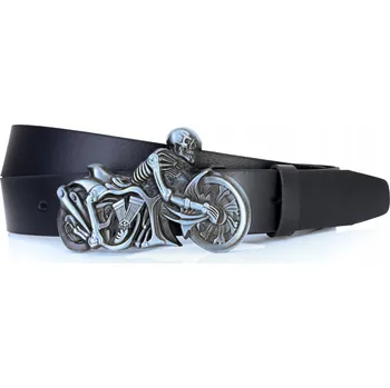 Opasek KOŽENÝ Pásek Pánský Dámský 4cm Jeans Černý Univerzální Ozdobná přezka