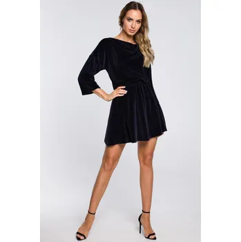 Dámské šaty OUTLET ŽENSKÉ ŠATY TEPLÉ MÓDNÍ ROZKLÁDACÍ POHODLNÉ NÁMOŘNICKÁ MODRÁ 36 S