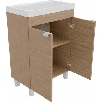 Šatní skříň Moderní koupelnová skříňka s umyvadlem, poličkou a nožičkami S Tlumením Dovírání 57