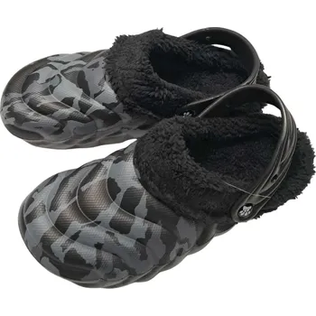 Pánské pantofle Pánské GUMOVÉ NAZOUVÁKY ZATEPLENÉ PLNÉ černé Listar 28077A