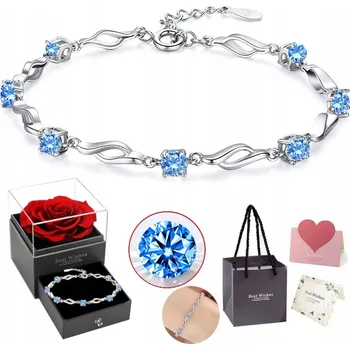 Náramek Dámský STŘÍBRNÝ náramek s MODRÝMI KRYSTALY, diamantový brus, nastavitelná délka 18-22 cm