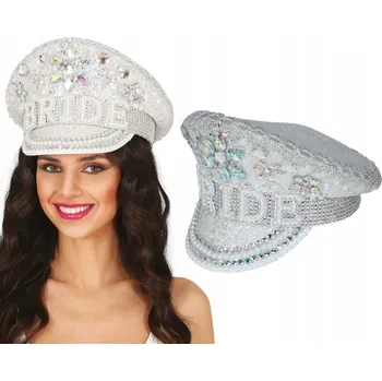 Čepice Čepice Kapitánská důstojnická čepice Klobouk BÍLÁ diamantová NEVĚSTA BRIDE