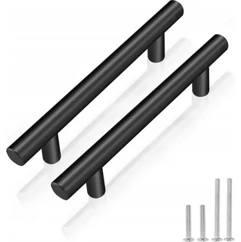 Nábytkové kování Nábytková úchytka reling, kovová černá na zásuvky a skříňky, 127 mm, 5 ks