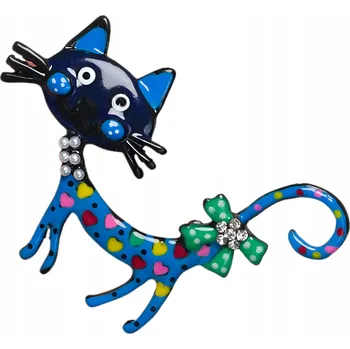 Brož Barevná Brož Kočka Kotě srdce se zirkony, odznak